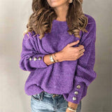 Locker Geschnittener Strickpullover - Charlotta in Lila