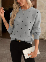 Locker Sitzender Pullover Mit Punktmuster - Sahra in Grau