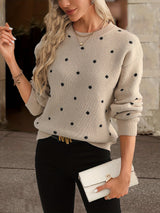 Locker Sitzender Pullover Mit Punktmuster - Sahra in Khaki
