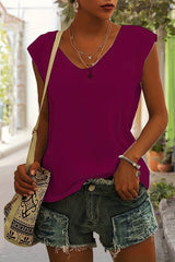 Lockeres V-Ausschnitt-Shirt - Nadine in Fuchsia