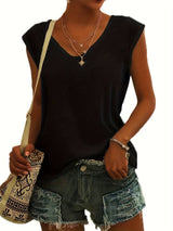 Lockeres V-Ausschnitt-Shirt - Nadine in Schwarz
