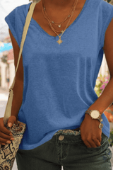 Lockeres V-Ausschnitt-Shirt - Nadine in Blau