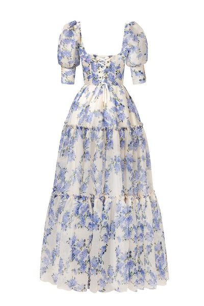 Elisa | Maxikleid Sommer mit Schulterfreiem Design und Blumendruck