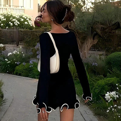 Emilia | Schwarzes Minikleid mit Rüschen – Elegant für Abendveranstaltungen