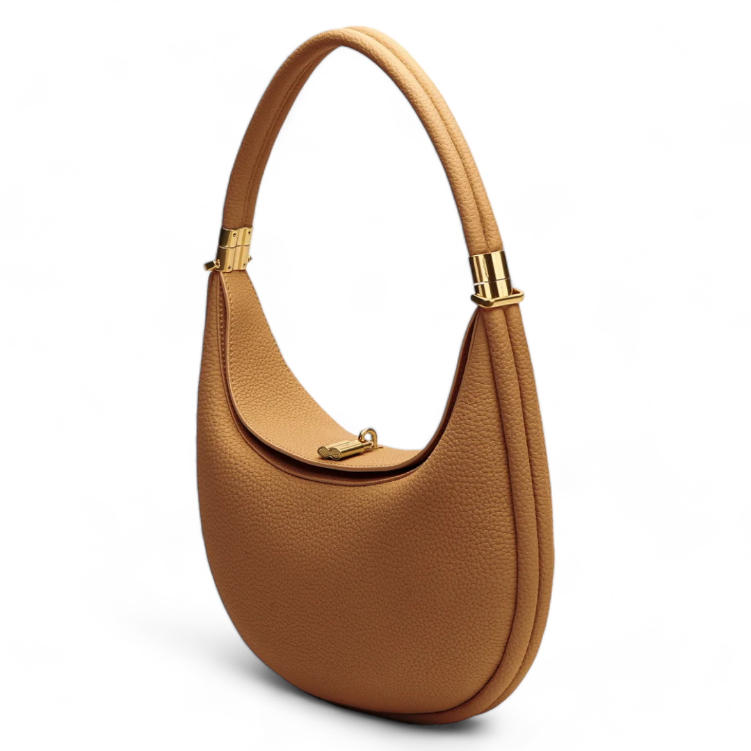 Emma | Ledertasche Damen aus Echtem Leder – Elegante Halbmondform in Onyx