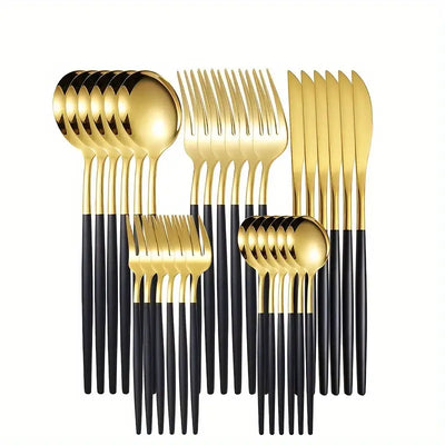 Lunarex | 30-teiliges goldenes Edelstahl-Besteckset