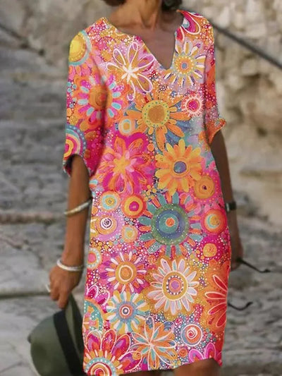 Harlee - Kleid mit V-Ausschnitt und Blumendruck