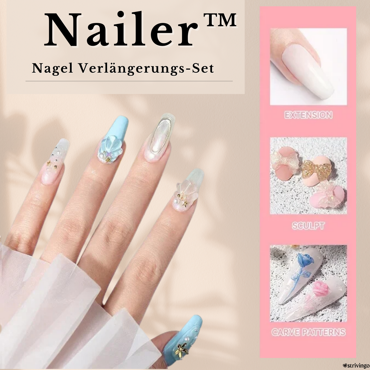 Nailer™ – Hartgel-Nagelverlängerungs-Set | Inklusive UV-Lampe!