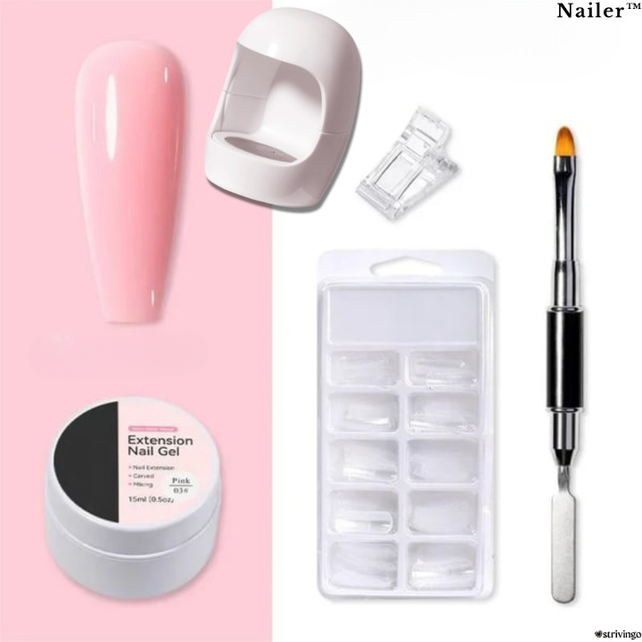 Nailer™ – Hartgel-Nagelverlängerungs-Set | Inklusive UV-Lampe!