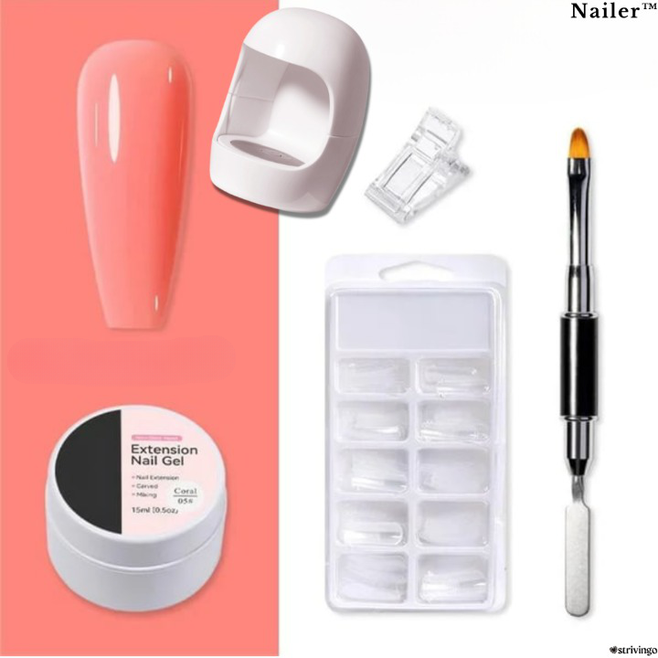 Nailer™ – Hartgel-Nagelverlängerungs-Set | Inklusive UV-Lampe!