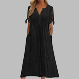 Alice - Elegantes Sommer-Boho-Midikleid in Schwarz