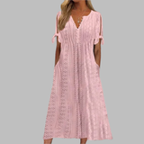 Alice - Elegantes Sommer-Boho-Midikleid in Rosa