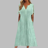 Alice - Elegantes Sommer-Boho-Midikleid in Grün