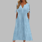 Alice - Elegantes Sommer-Boho-Midikleid in Blau