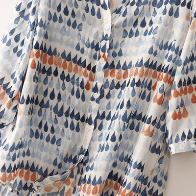 Fawna – Lässige Bluse Mit V-Ausschnitt Und Bedrucktem Chiffon