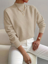 Amelie | Eleganter Und Warmer Rollkragenpullover Für Damen in Beige