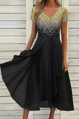 Maxi-Abendkleid - Lilith in Gold-Schwarz
