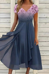 Maxi-Abendkleid - Lilith in Pink-Blau