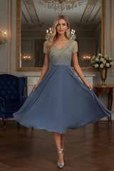 Maxi-Abendkleid - Lilith in Gold-Blau