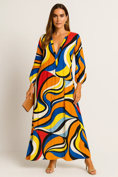 Maxikleid mit tiefem V-Ausschnitt