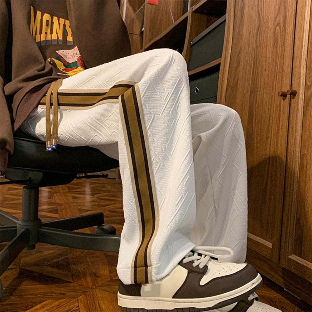 Avelena | Herren Weite Bein Geometrische Textur Hose