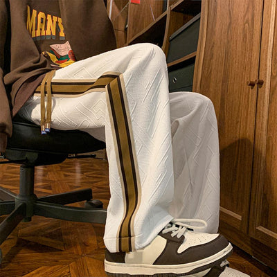 Avelena | Herren Weite Bein Geometrische Textur Hose