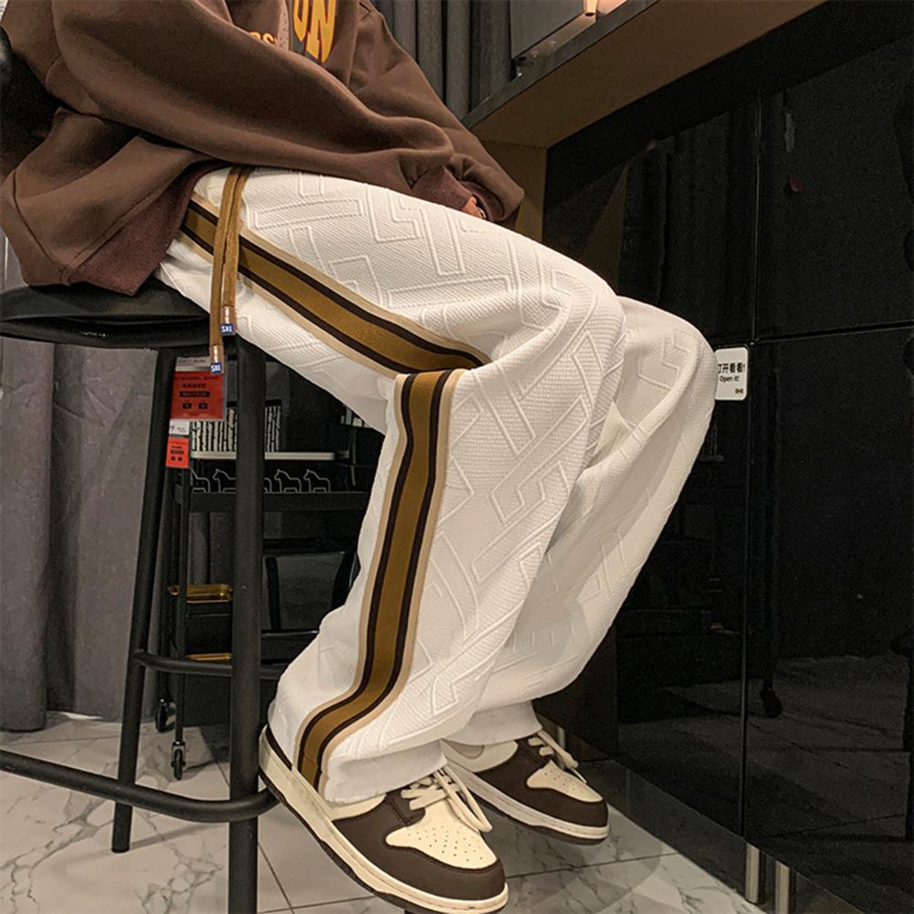 Avelena | Herren Weite Bein Geometrische Textur Hose