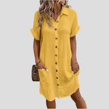 Midi-Kleid Mit Durchgehender Knopfleiste - Flora in Gelb