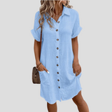 Midi-Kleid Mit Durchgehender Knopfleiste - Flora in Hellblau