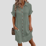 Midi-Kleid Mit Durchgehender Knopfleiste - Flora in Grün