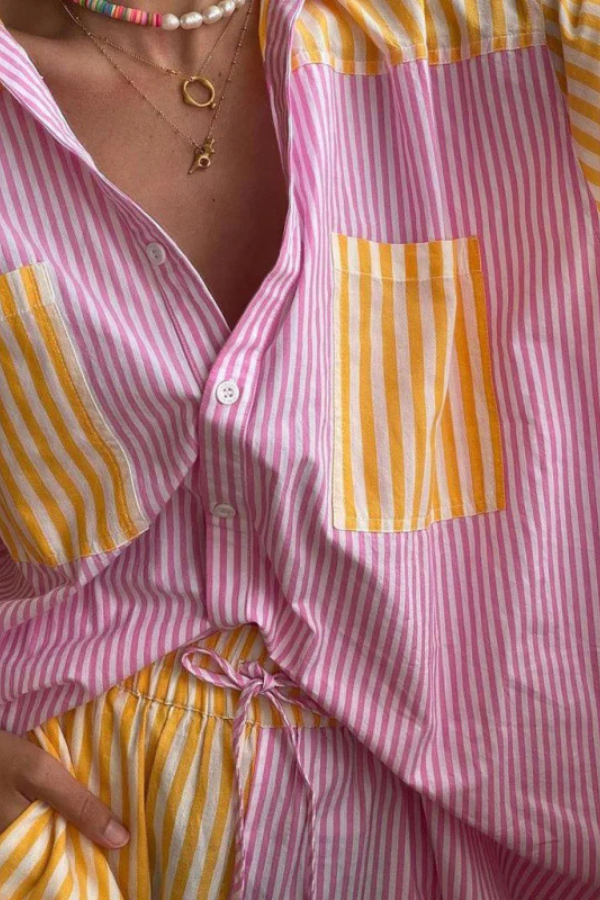 Mandy - Stilvolles Gestreiftes Outfit Set Damen