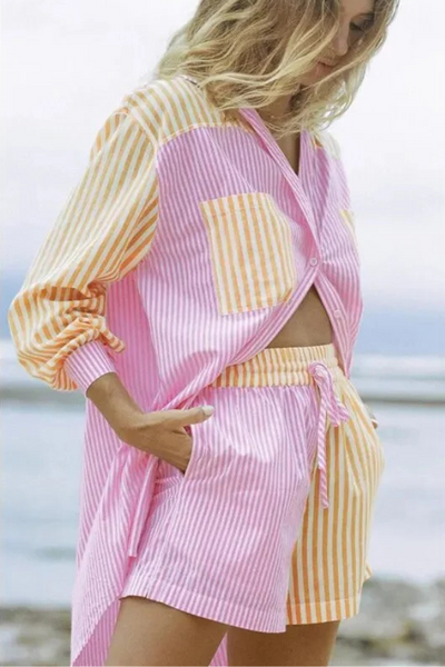 Mandy - Stilvolles Gestreiftes Outfit Set Damen