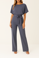 Minimalistischer Jumpsuit Mit Weitem Bein - Lavinia in Grau
