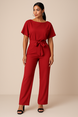 Minimalistischer Jumpsuit Mit Weitem Bein - Lavinia in Rot