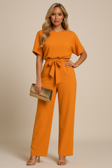 Minimalistischer Jumpsuit Mit Weitem Bein - Lavinia in Orange