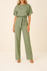 Minimalistischer Jumpsuit Mit Weitem Bein - Lavinia in Grün