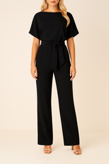 Minimalistischer Jumpsuit Mit Weitem Bein - Lavinia in Schwarz