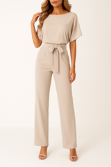 Minimalistischer Jumpsuit Mit Weitem Bein - Lavinia in Champagner