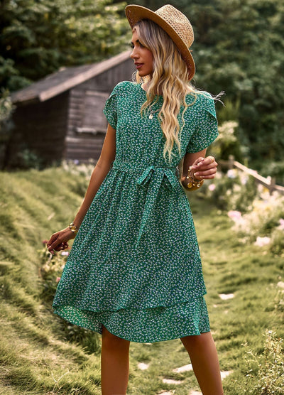 Sommerkleid mit Bindegürtel | Romantischer Look | Verspieltes Design