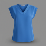 Blusa estiva moderna donna | Bluse a manica corta con scollo a V in Blu