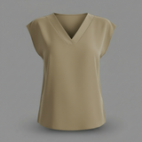 Blusa estiva moderna donna | Bluse a manica corta con scollo a V in Kaki