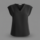 Blusa estiva moderna donna | Bluse a manica corta con scollo a V in Nero