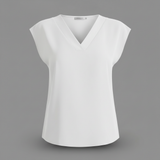 Blusa estiva moderna donna | Bluse a manica corta con scollo a V in Bianco