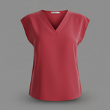 Blusa estiva moderna donna | Bluse a manica corta con scollo a V in Rosso