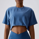 Modisches Trainingscrop Top - Leichtiva in Blau
