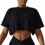 Modisches Trainingscrop Top - Leichtiva in Schwarz