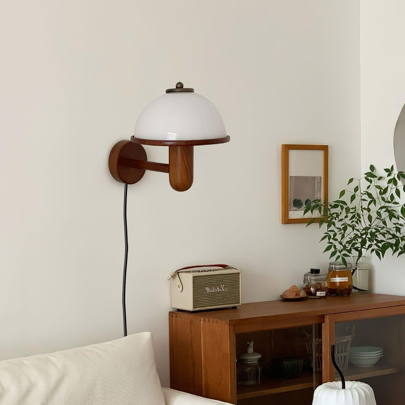 Nordlys Natur Wandleuchte – Pilzförmige Holz-Optik Deko