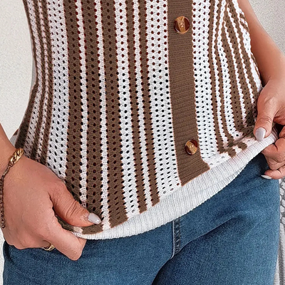 Shantal - Schickes Offenes Strick Sommer Top