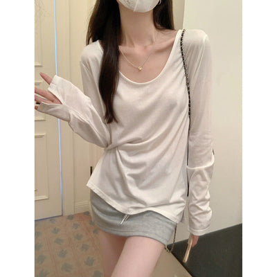 Damen Oversized Rundhals Langarmshirt Heidi-Mode