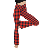 Damen nan taillenhohe Yogahose mit überkreuztem Bund und ausgestelltem Saum mit Schlitz Drune in Rot klein kariert